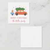 Cute Retro Car with Christmas tree Holiday  Notitiekaartje (Voorkant / Achterkant)