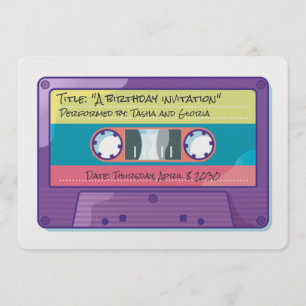 Cute retro cassette-uitnodiging kaart