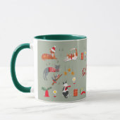 Cute retro cat green kerstpatroon Mok (Links)