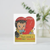 Cute retro Cat Valentijn Feestdagenkaart (Staand voorkant)
