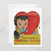 Cute retro Cat Valentijn Feestdagenkaart (Voorkant / Achterkant)