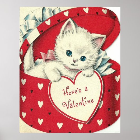 Cute retro cat Valentijn Holiday poster (Voorkant)