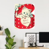 Cute retro cat Valentijn Holiday poster (Thuiskantoor)