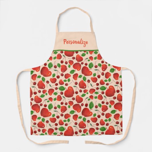 Cute Retro Cherries Fruit Orchard Pattern Schort (Voorkant)