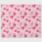 Cute Retro Cherry Heart Valentine Seamless Pattern Cadeaupapier (Vlak)