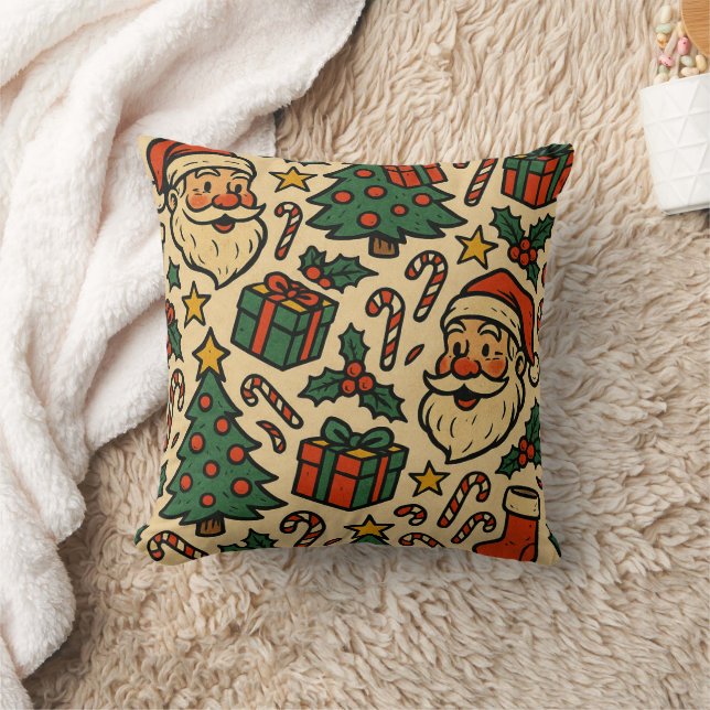 Cute retro Christmas icon pattern Kussen (Deken)