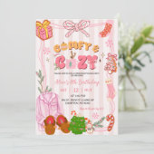 Cute Retro Christmas Pajama Party Girl Birthday Kaart (Staand voorkant)