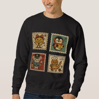 Cute Retro Christmas Stamp Collage Men’s Trui
