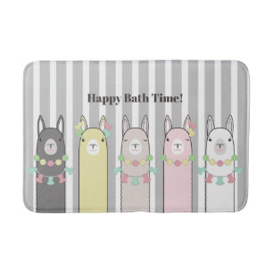 Cute Retro Colorful Llamas Badmat