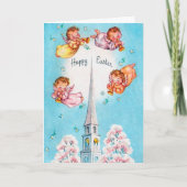Cute retro  Easter Angels voegt bericht toe Kaart (Voorkant)