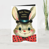 Cute retro Easter bunny add message Feestdagen Kaart (Voorkant)