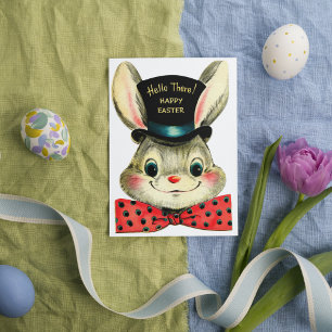 Cute retro  Easter bunny add message Feestdagen Kaart