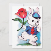 Cute retro  Easter bunny add message Feestdagenkaart (Voorkant)