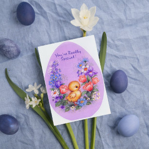 Cute retro  Easter chick add message Feestdagenkaart