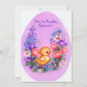 Cute retro  Easter chick add message Feestdagenkaart (Voorkant)