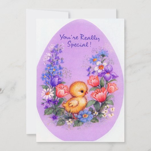 Cute retro  Easter chick add message Feestdagenkaart (Voorkant)