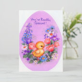 Cute retro  Easter chick add message Feestdagenkaart (Staand voorkant)