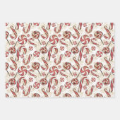 Cute Retro Festive Candy Cane Lollipops Pattern Inpakpapier Vel (Voorkant 3)