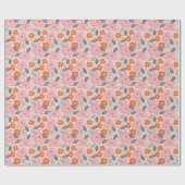 Cute Retro Floral Pattern Cadeaupapier (Vlak)
