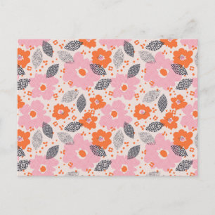 Cute Retro Floral Pattern Feestdagenkaart