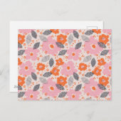 Cute Retro Floral Pattern Feestdagenkaart (Voorkant / Achterkant)