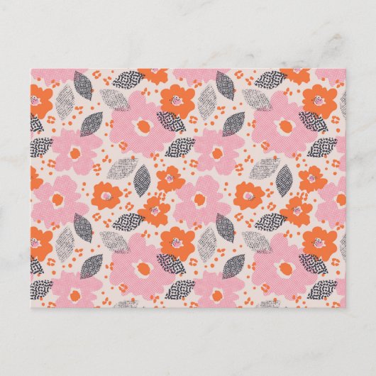 Cute Retro Floral Pattern Feestdagenkaart (Voorkant)
