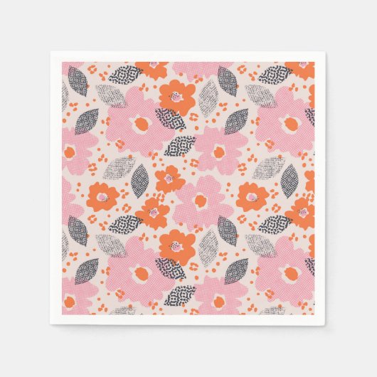Cute Retro Floral Pattern Servet (Voorkant)