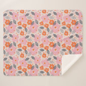 Cute Retro Floral Pattern Sherpa Deken (Voorkant (horizontaal))