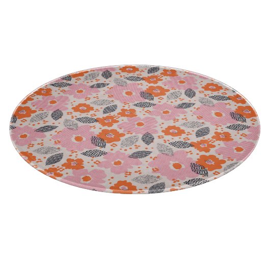 Cute Retro Floral Pattern Snijplank (Hoek)