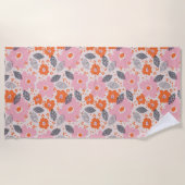 Cute Retro Floral Pattern Strandlaken (Voorkant)