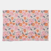 Cute Retro Floral Pattern Theedoek (Horizontaal)