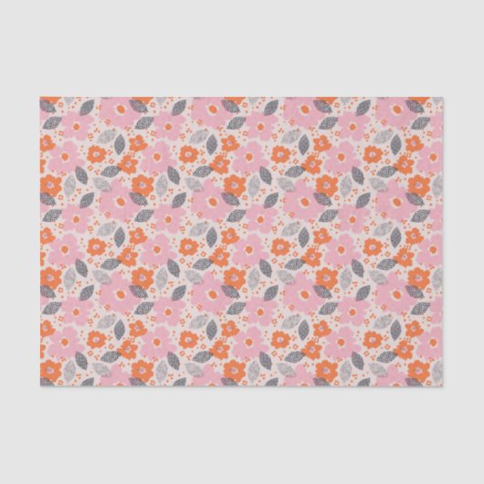 Cute Retro Floral Pattern Tissuepapier (Voorkant)