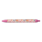 Cute Retro Floral Pattern Zwarte Inkt Pen (Voorkant)