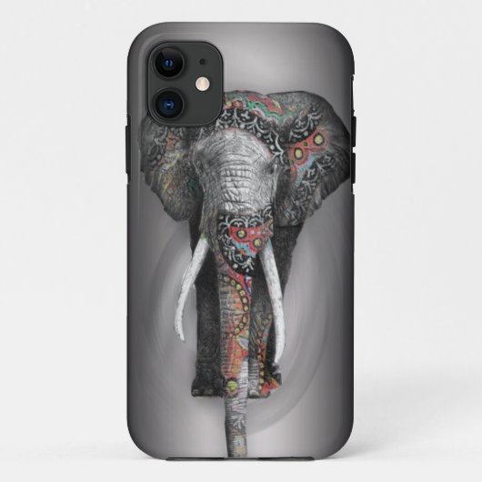 Cute Retro Flower Elephant Case-Mate iPhone Case (Achterkant)
