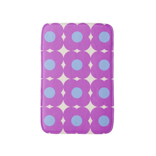 Cute Retro Flower Pattern Paars Mid Mod Badmat (Voorkant Verticaal)