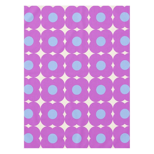 Cute Retro Flower Pattern Paars Mid Mod Tafelkleed (Voorkant)