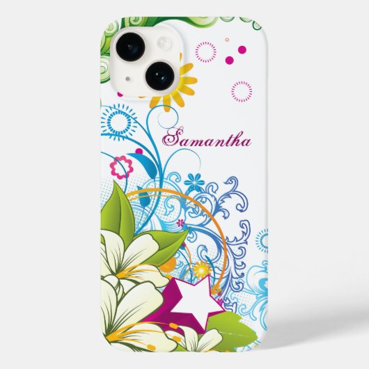 Cute Retro Flowers and Stars, Girlie Grunge Case-Mate iPhone Case (Achterkant)