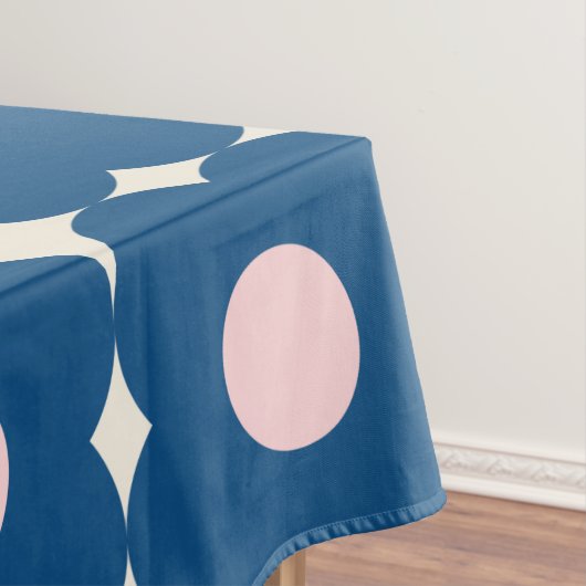 Cute Retro Geometric Flowers Pattern Blue en Roze Tafelkleed (Voorbeeld)
