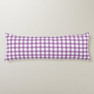 Cute Retro Gingham Schotlandse ruit Paarse Patroon Lichaamskussen