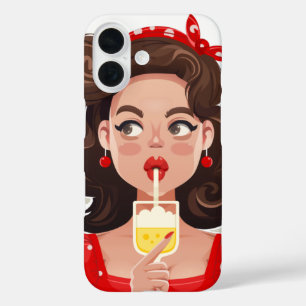 Cute Retro Girl Cocktail Phone Case