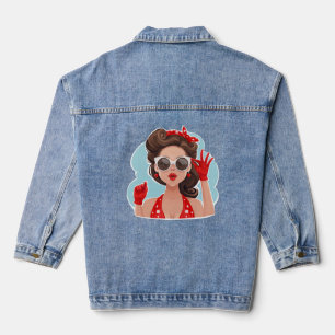 Cute Retro Girl Denim Veste