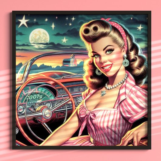 Cute Retro Girl Poster