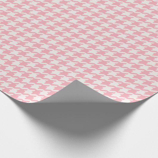 Cute retro girly pastel roze houndstooth patroon cadeaupapier (Hoek)