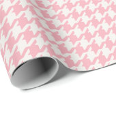 Cute retro girly pastel roze houndstooth patroon cadeaupapier (Rol Hoek)