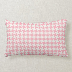 Cute retro girly pastel roze houndstooth patroon kussen