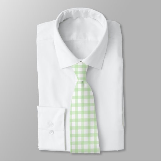 Cute Retro Green Gingham Plaid pattern Stropdas (Gebonden)