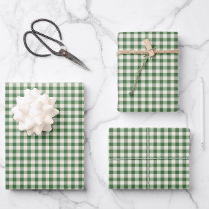 Cute Retro Green Gingham Play Patroon Inpakpapier Vel