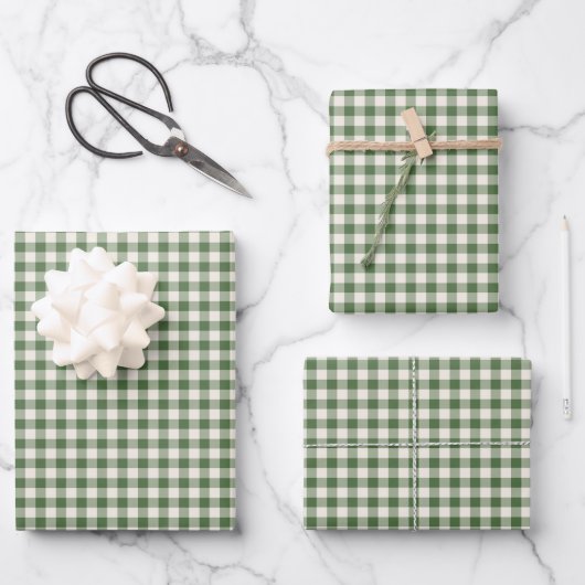Cute Retro Green Gingham Pset Pattern Inpakpapier Vel (Voorkant)