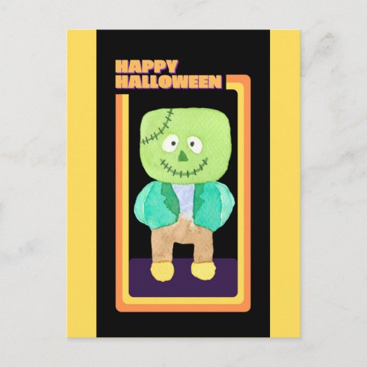 Cute Retro Halloween Frankenstein Monster Briefkaart (Voorkant)