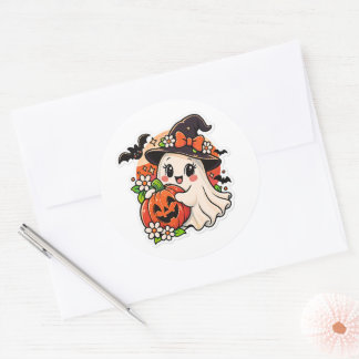 Cute Retro Halloween Geest Pompoen Sticker
